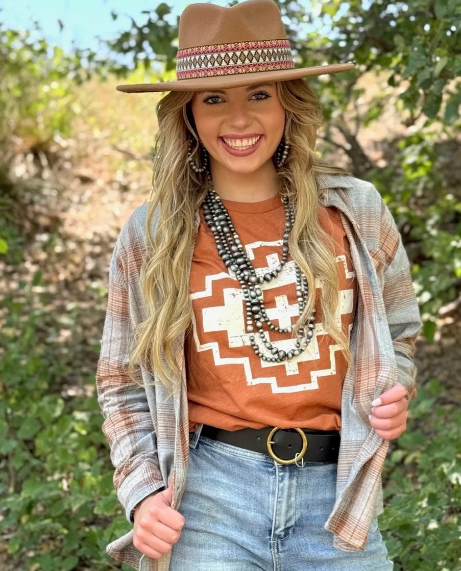 Drew Aztec Graphic Tee 🤎