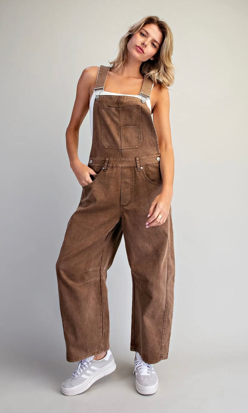 🤎 Chocolate Mineral Washed Barrel Overalls
