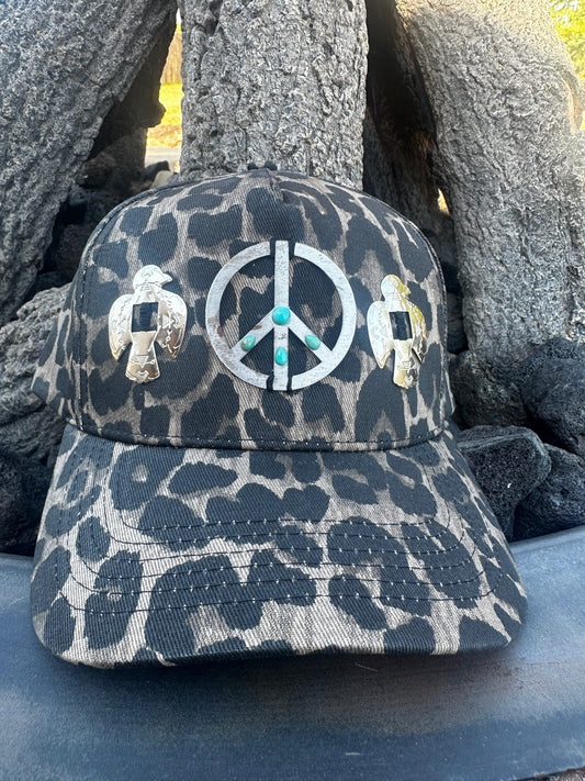 Leopard Thunderbird & Turquoise Peace Cap