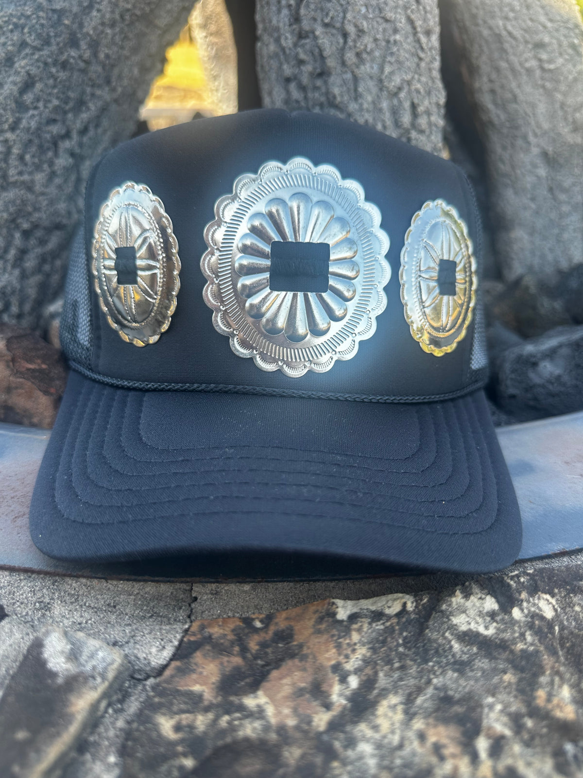 Black Concho Trucker Cap