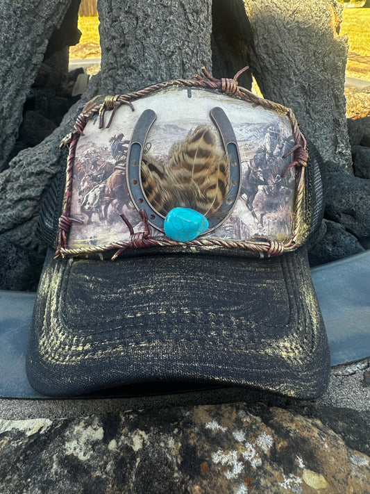 Horseshoe & Turquoise Western Cap