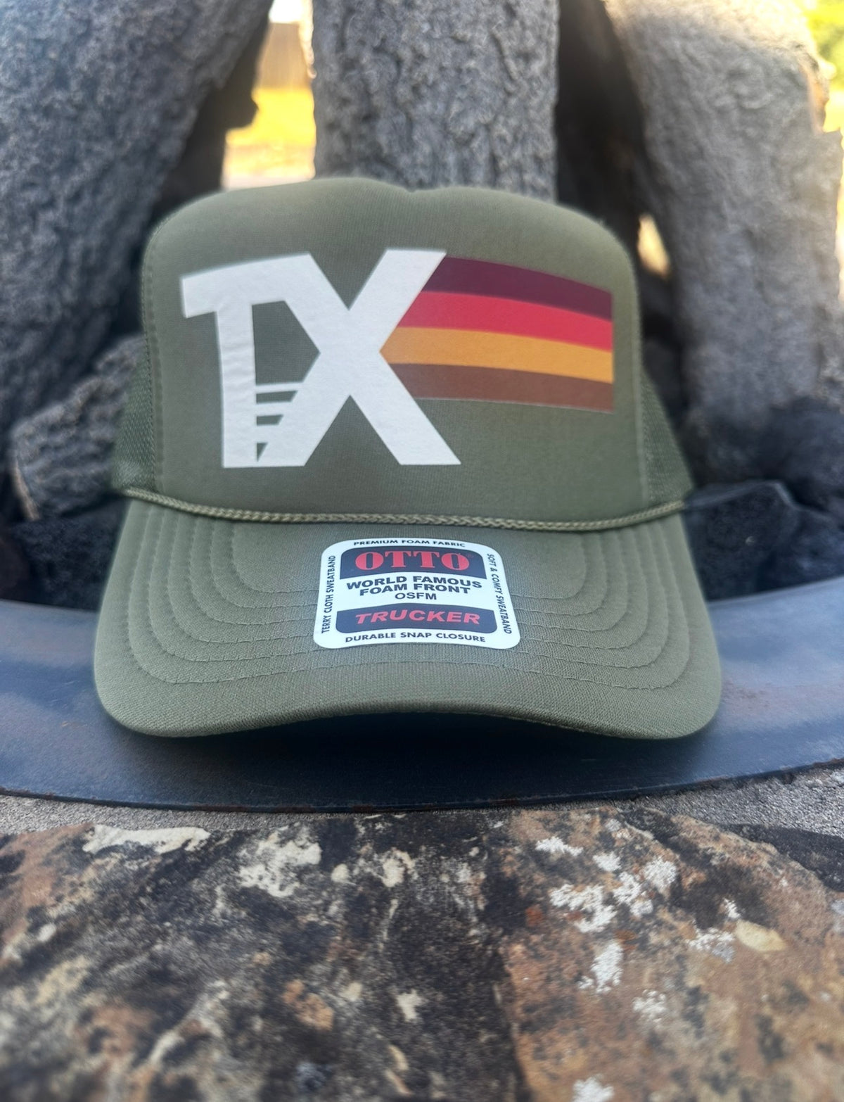 Olive Retro TX Trucker Cap