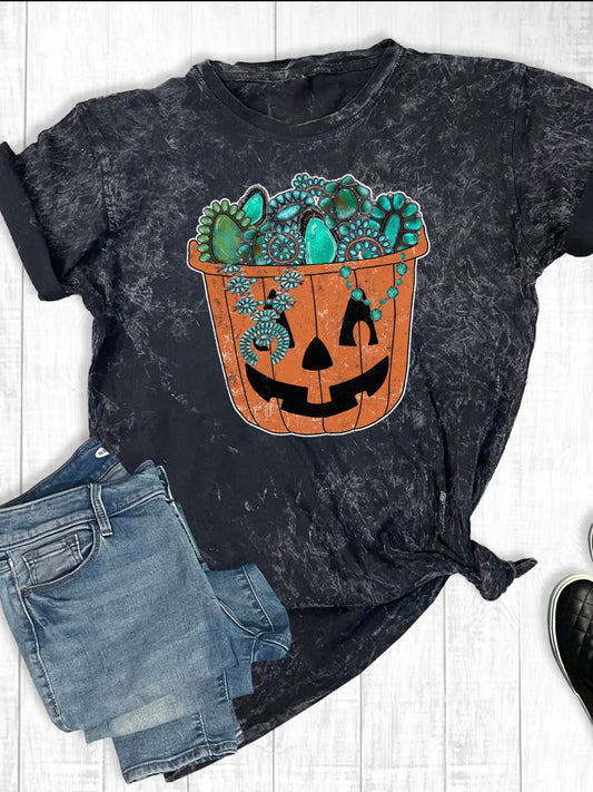 🎃 Turquoise Pumpkin Graphic Tee